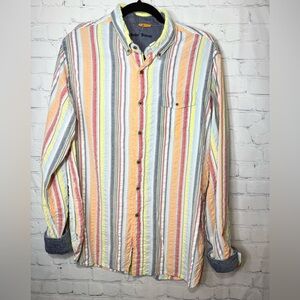 Tailor Vintage size large multi colored striped seersucker button down